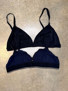 Madewell Black and Navy Wireless Triangle Bralettes